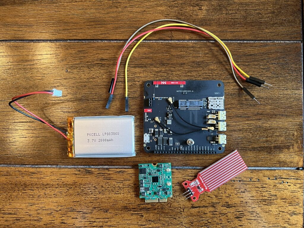 All the pieces to make a smart IoT leak detector device