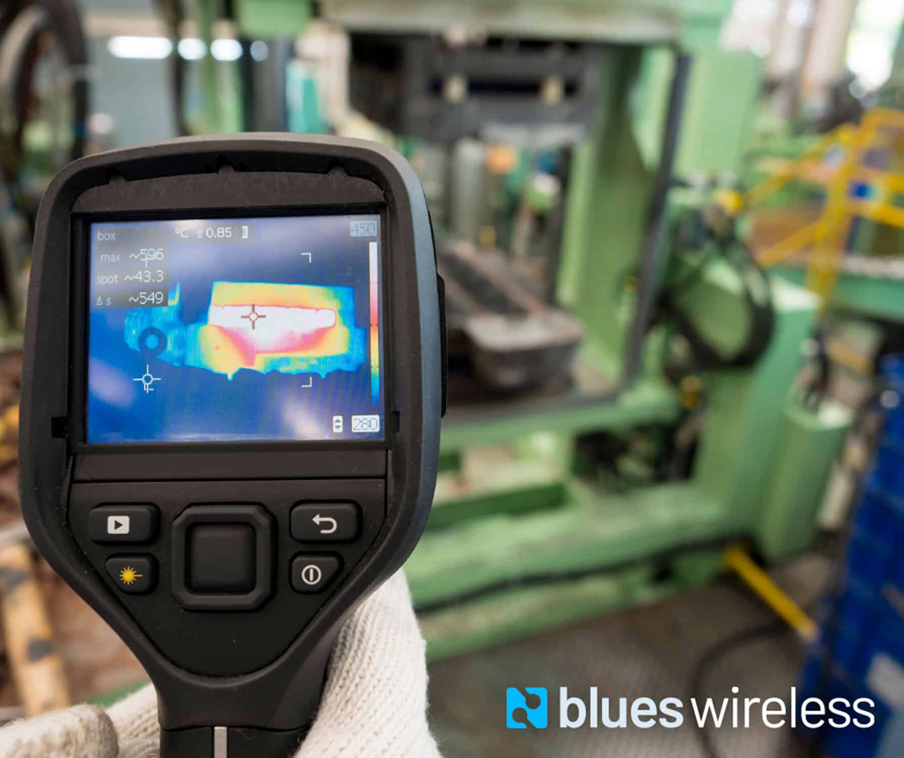 thermal imaging gun looking at an industrial machine