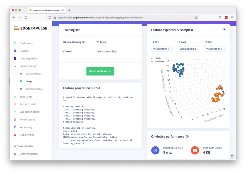 Edge Impulse User Dashboard
